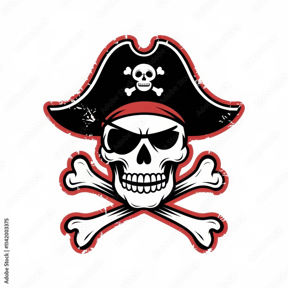Pirate Skull Wearing A Hat And Crossed Bones Pirate Skull Wearing A Hat And Crossed Bones