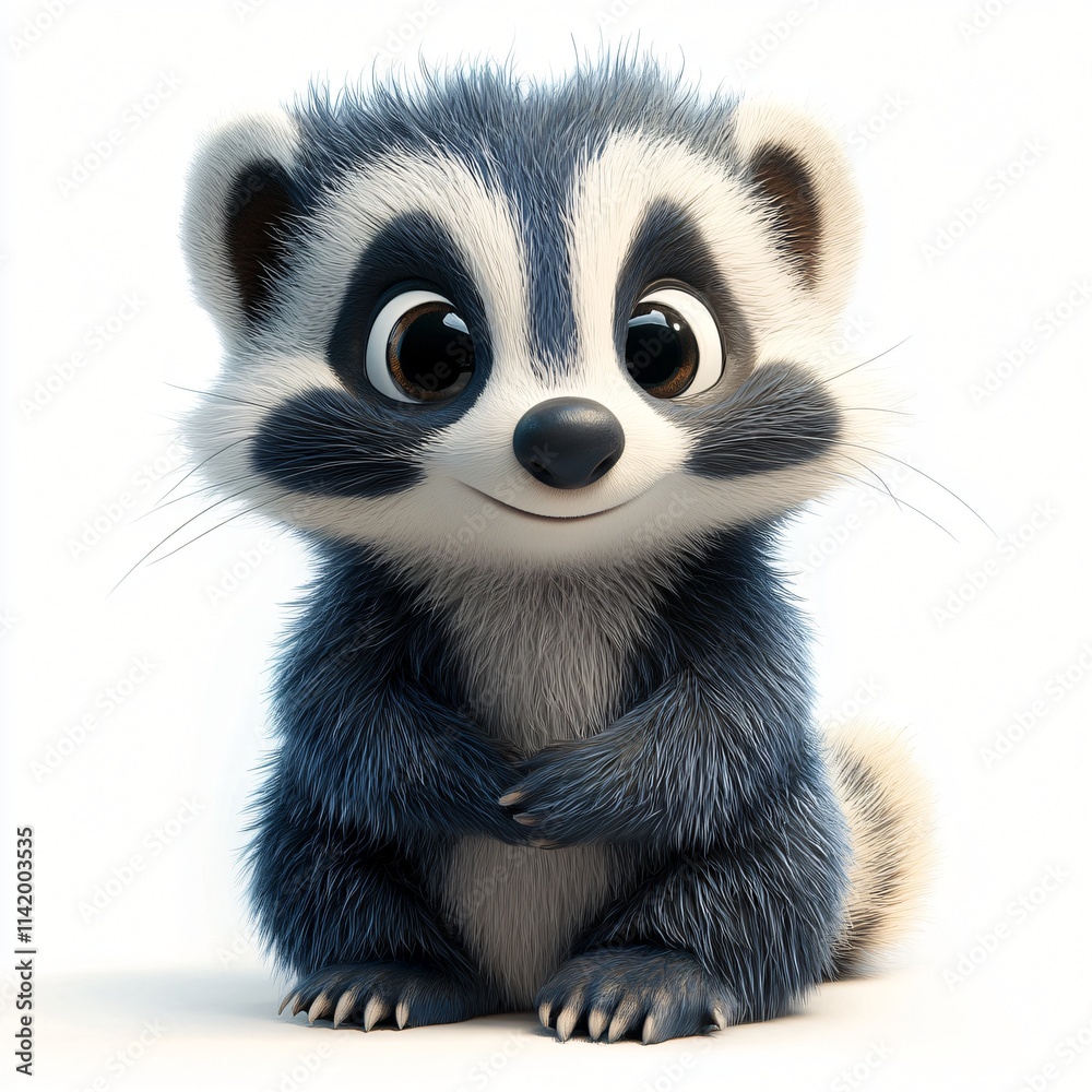 Adorable Baby Raccoon Sitting 3D Render Adorable Baby Raccoon Sitting 3D Render