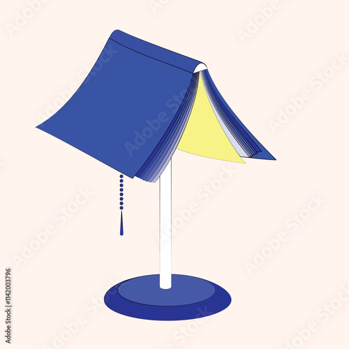 Vector illustration. Book transformed into lamp, symbolizing the illuminating power of knowledge. Books to enlighten minds and inspire understanding. Concept of knowledge, literature, education.
