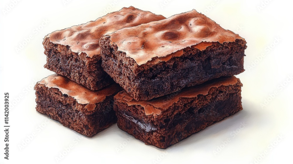 Deliciously Moist Chocolate Brownies Stacked on a White Background, Perfect for Tempting Dessert Lovers and Sweet Treat Enthusiasts Seeking Indulgence Deliciously Moist Chocolate Brownies Stacked on a White Background, Perfect for Tempting Dessert Lovers and Sweet Treat Enthusiasts Seeking Indulgence