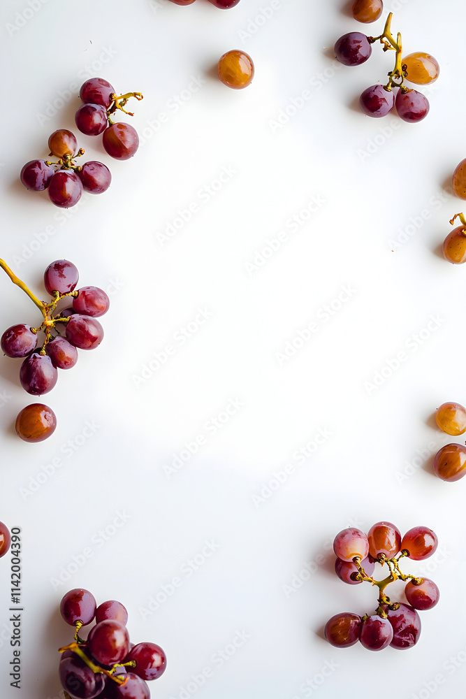 Fresh grapes creating a vivid composition on a light surface, showcasing the beauty of nature’s bounty and inviting a sense of sweetness and health, perfect for summer gatherings Fresh grapes creating a vivid composition on a light surface, showcasing the beauty of nature’s bounty and inviting a sense of sweetness and health, perfect for summer gatherings