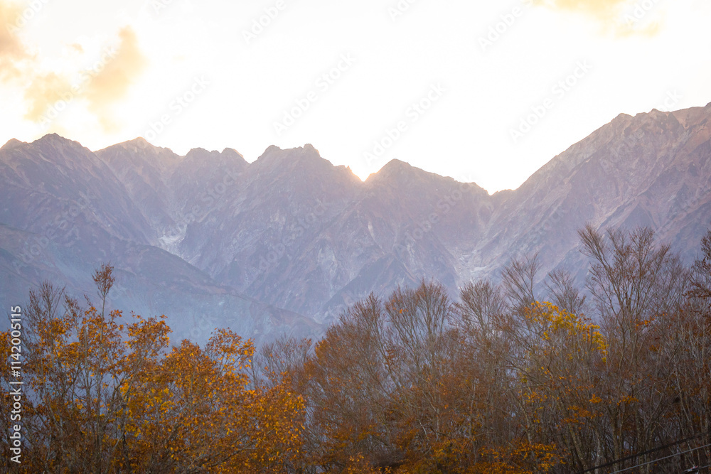 At Iwatake Ski Resort, Hakuba, Nagano, Japan easily see the beautiful scenery of the Japan Alps. In particular during the autumn foliage season, can see the colors of the leaves and the snow on top. At Iwatake Ski Resort, Hakuba, Nagano, Japan easily see the beautiful scenery of the Japan Alps. In particular during the autumn foliage season, can see the colors of the leaves and the snow on top.