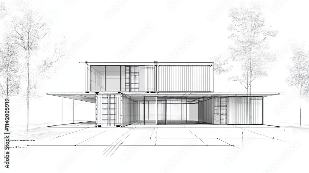 A Contemporary Fusion: The Interplay of Industrial Aesthetics and Sustainable Living in a Container-Based Architectural Marvel A Contemporary Fusion: The Interplay of Industrial Aesthetics and Sustainable Living in a Container-Based Architectural Marvel