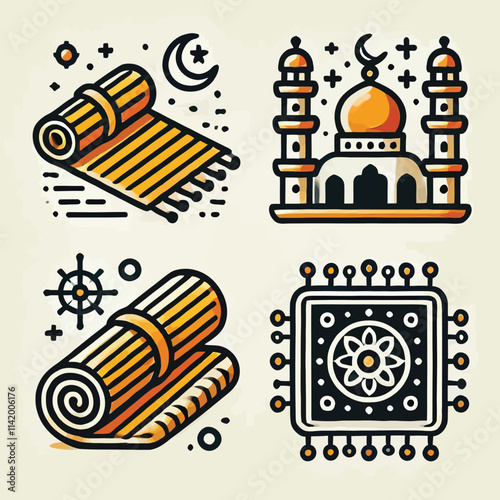 Mat icon flat vector set