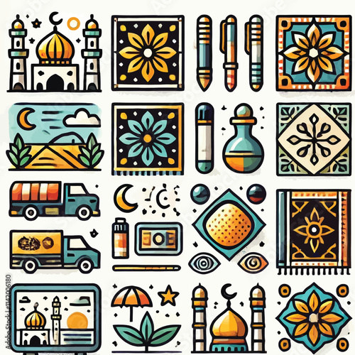 Mat icon flat vector set