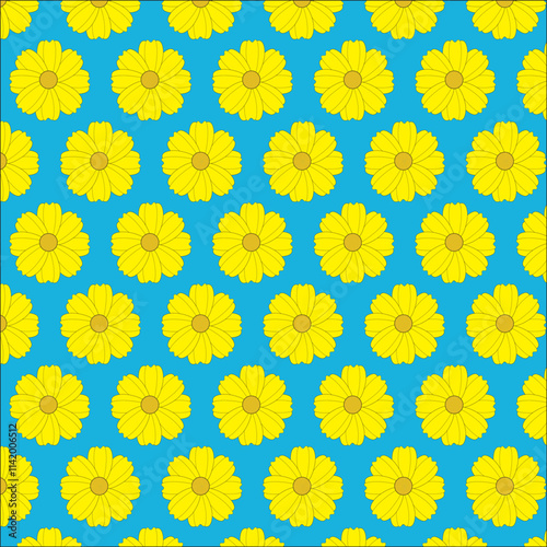 seamless pattern with yellow daisies flowers