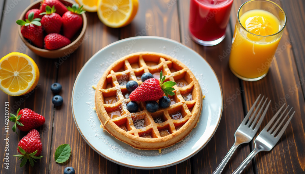 Scrumptious Waffle with Fresh Berries Scrumptious Waffle with Fresh Berries