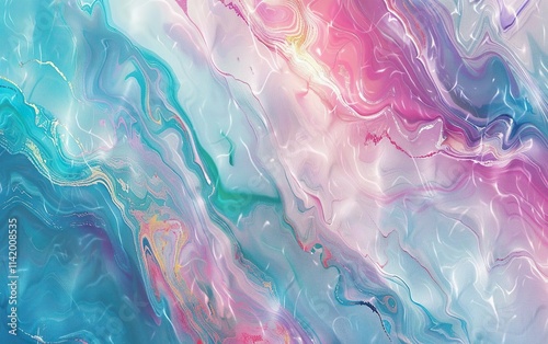 Glass morphism liquid marbling texture. Heatmap style psychedelic surrealistic hologram. Holographic abstract synthwave marble waves design. Rainbow gradient colors. Etherial surface pattern.