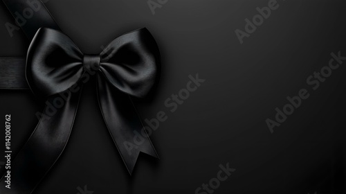 Elegant black ribbon with a stylish bow on a dark background, symbolizing luxury, sophistication, and simplicity.