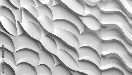 3d Silver Wave Form: High-Key Minimalist Design