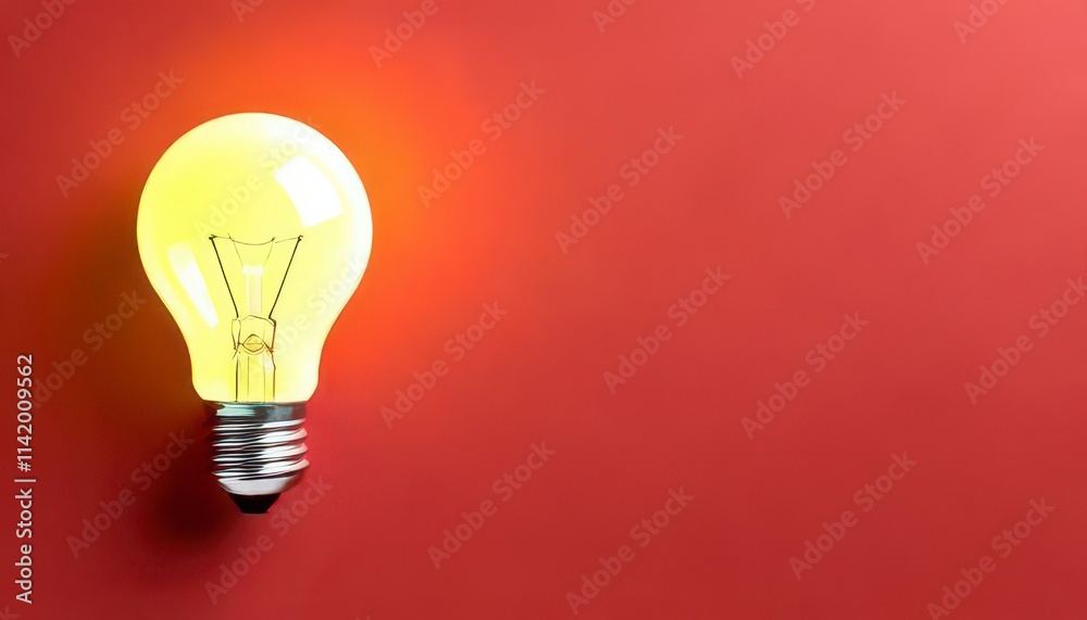 Bright idea concept. A glowing light bulb against a vibrant red background, symbolizing ideas and creativity. Bright idea concept. A glowing light bulb against a vibrant red background, symbolizing ideas and creativity.