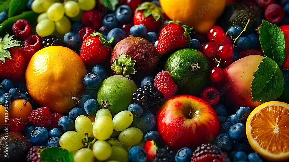 Mix eco organic healthy fruits and berry