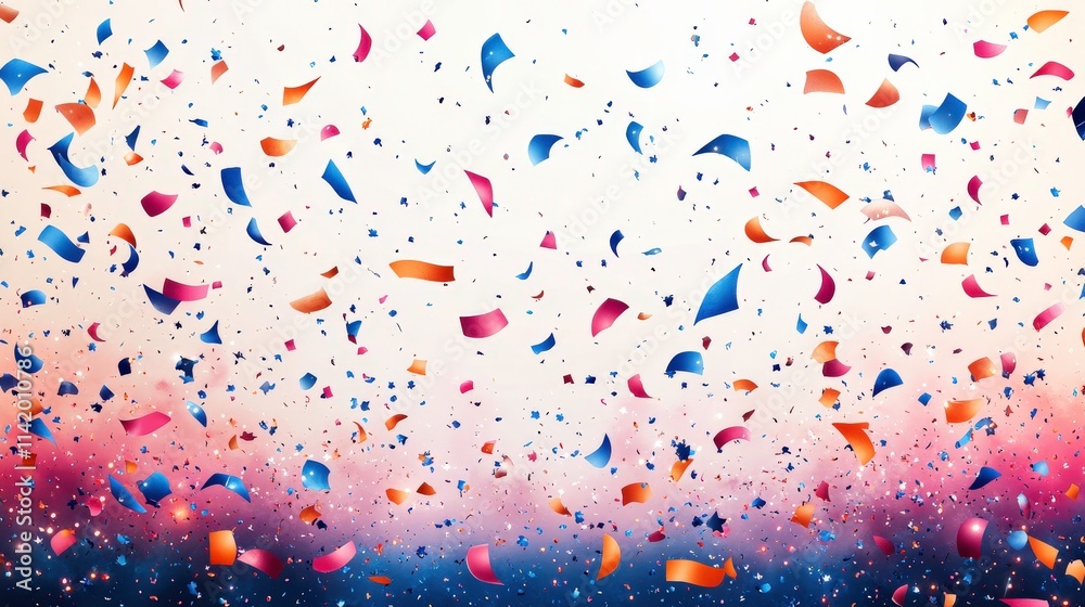 Colorful Confetti Falling Against a Soft Gradient Background for Celebratory Events, Parties, and Festive Occasions Perfect for Vibrant Designs and Happy Moments