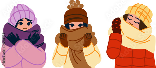 cozy winter scarf vector. warm accessory, style comfort, wrap shawl cozy winter scarf character. people flat cartoon illustration