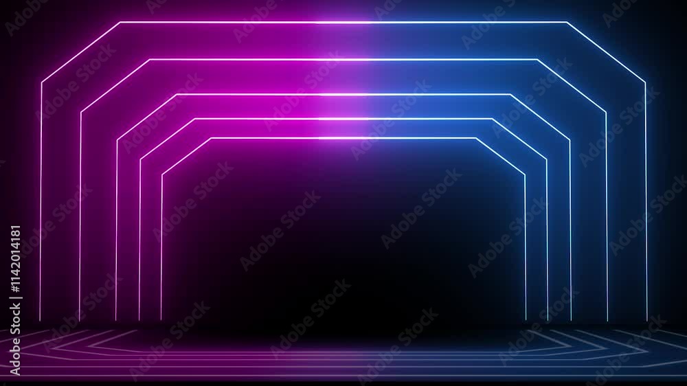 3d render, Neon glowing blue pink technology background with laser beams Seamless looping animation 4K footage 3d render, Neon glowing blue pink technology background with laser beams Seamless looping animation 4K footage