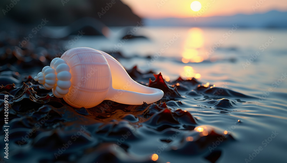 Fototapeta premium Seashell at Sunset on the Beach
