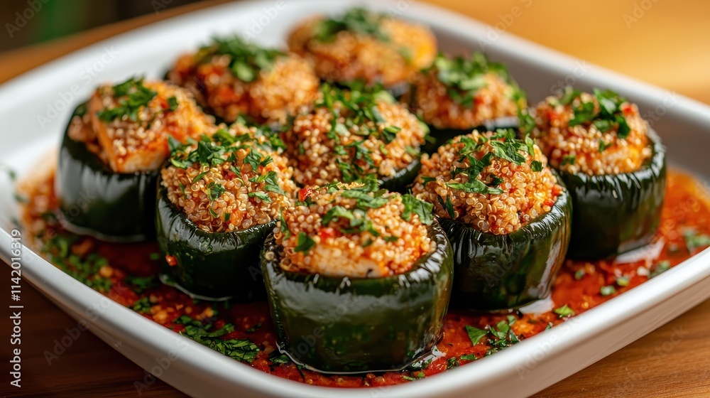 Plant-Powered Tofu Stuffed Bell Peppers Vegan Dish Kitchen Colorful Presentation Healthy Living Plant-Powered Tofu Stuffed Bell Peppers Vegan Dish Kitchen Colorful Presentation Healthy Living