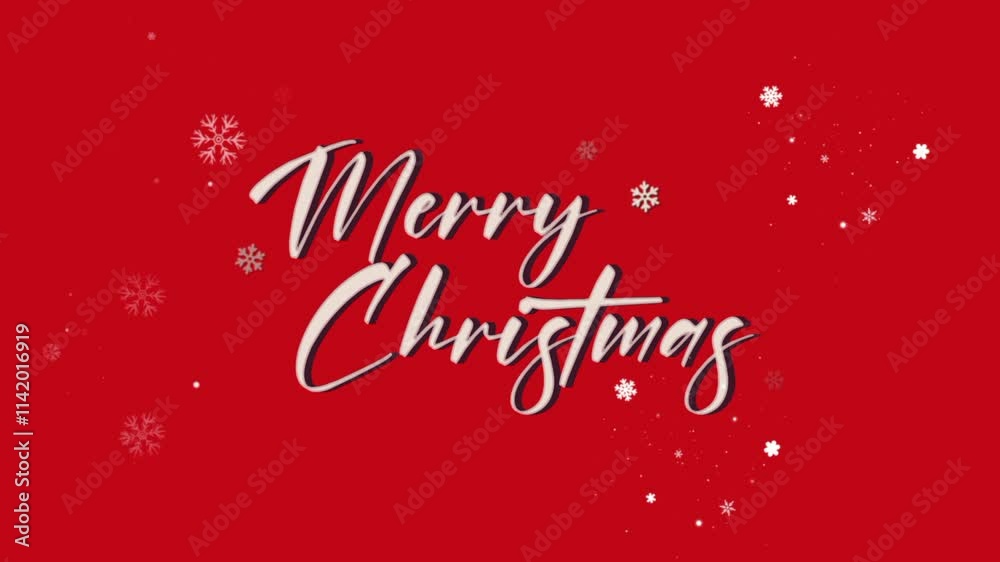 Merry Christmas message on a snowy red background. Happy merry holidays. smooth looping animation. Merry Christmas message on a snowy red background. Happy merry holidays. smooth looping animation.