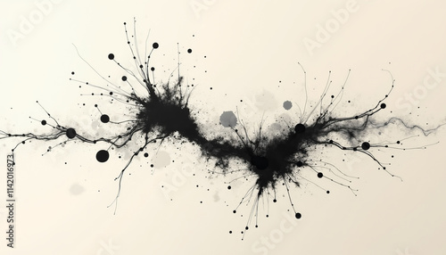 Wallpaper Mural Abstract black and white paint splatters in artistic chaos style with dynamic flow effect Torontodigital.ca