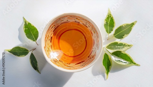 Traditional Peshawari Kahwa tea bowl placed on a isolated background. ai generated photo