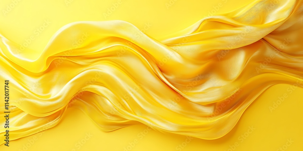 Fototapeta premium Abstract yellow silk fabric waves.