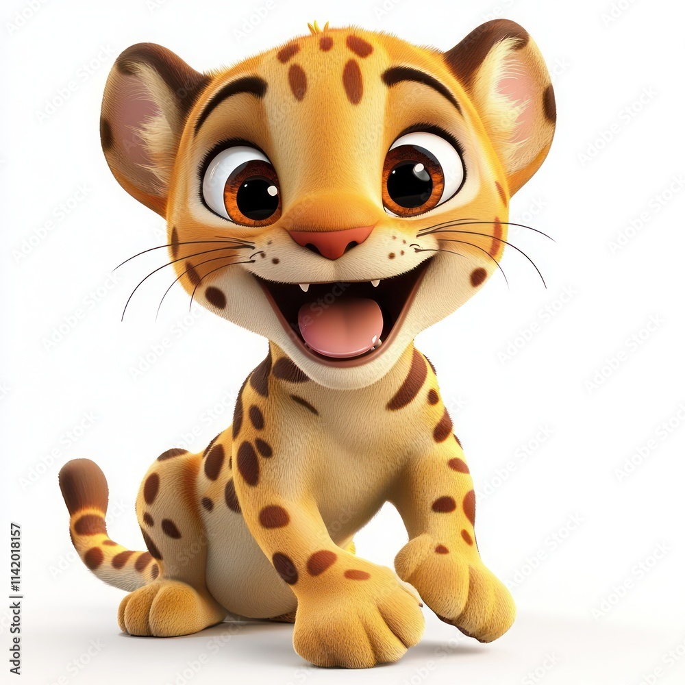 Puma looking playful in 3D cartoon, on white. Puma looking playful in 3D cartoon, on white.