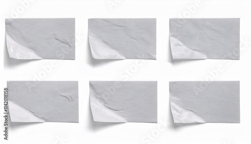 Wallpaper Mural Set of Wrinkled Gray Duct Tape Pieces on White Background. Textured Adhesive Strips for DIY Projects, Repairs, Crafting, Decoration, or Concept Art with Imperfections for Realistic Visual Use Torontodigital.ca