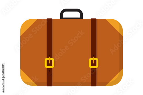 Vector illustration of brown suitcase on transparent background