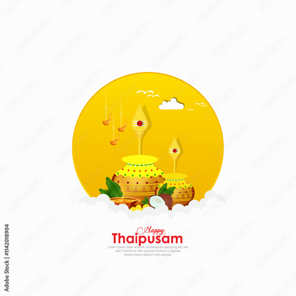Vector illustration concept of Happy Thaipusam or Thaipoosam greeting with celebrating	