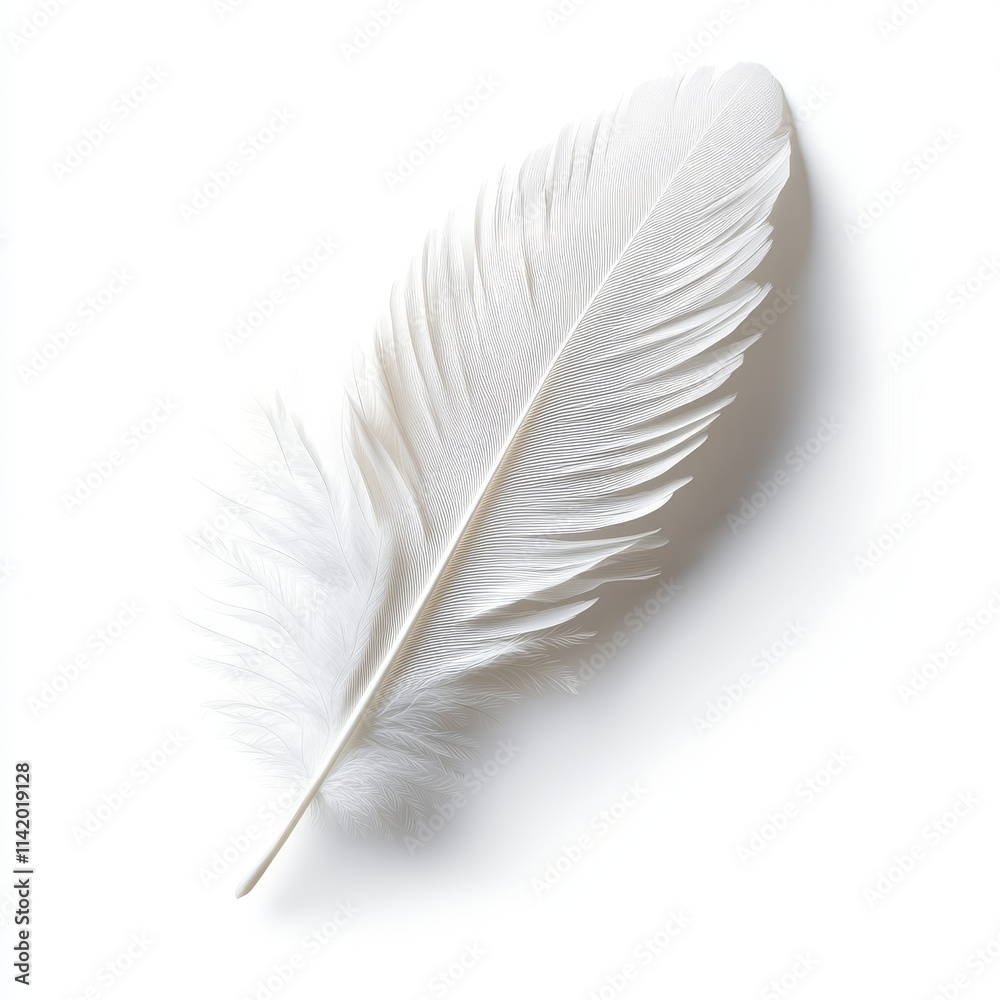 A delicate white feather lying gracefully on a smooth surface, symbolizing lightness and purity, perfect for artistic or nature projects. A delicate white feather lying gracefully on a smooth surface, symbolizing lightness and purity, perfect for artistic or nature projects.