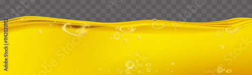 Yellow oil waves background,Golden Oil engine layers with drop and air bubbles floating,Backdrop for Cosmetic,Food Banner,3d Vector section texture of orange oily substance,Honey,Syrup,Gasoline