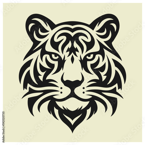 Tribal vector of Tiger head design tattoo illustration