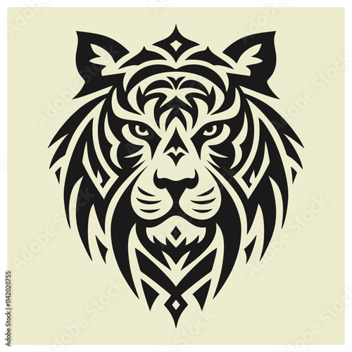 Tribal vector of Tiger head design tattoo illustration