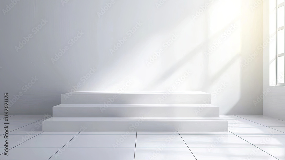 Obraz premium Bright white minimalist background with soft gradient light