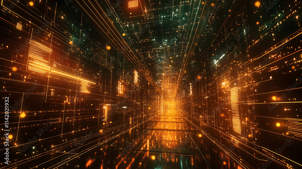 Cyberpunk Cityscape: A mesmerizing digital corridor, glowing with futuristic neon lights and intricate circuitry, creates a captivating visual of a technologically advanced world. Cyberpunk Cityscape: A mesmerizing digital corridor, glowing with futuristic neon lights and intricate circuitry, creates a captivating visual of a technologically advanced world.