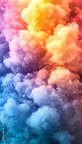 Dreamy Pastel Cloudscape Abstract Colorful Smoke Background, Soft Focus, Gentle Texture