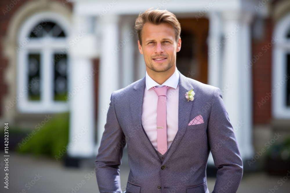 Portrait of a handsome young man in a suit standing outdoors. Portrait of a handsome young man in a suit standing outdoors.