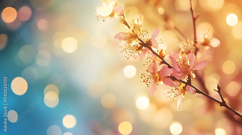 Delicate Pink Blossoms Illuminated By Soft Sunlight Delicate Pink Blossoms Illuminated By Soft Sunlight