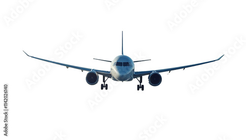 airplane isolated on white, typical airplane isolated on transparent background, front view 