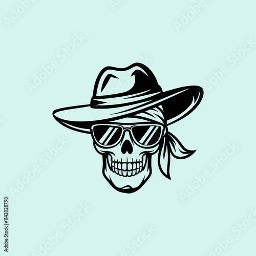 Cool Skull Wearing A Hat And Sunglasses photo