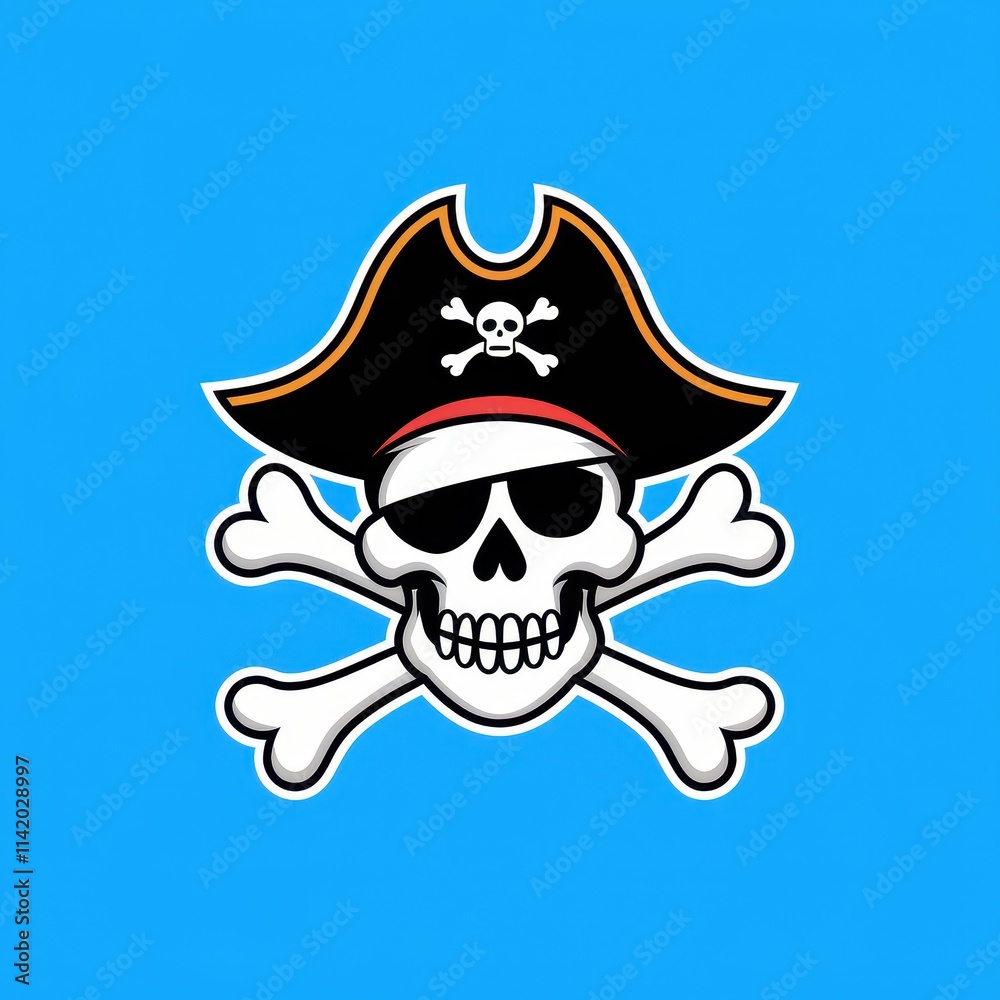 Pirate Skull Crossbones Wearing A Tri Cornered Hat Pirate Skull Crossbones Wearing A Tri Cornered Hat