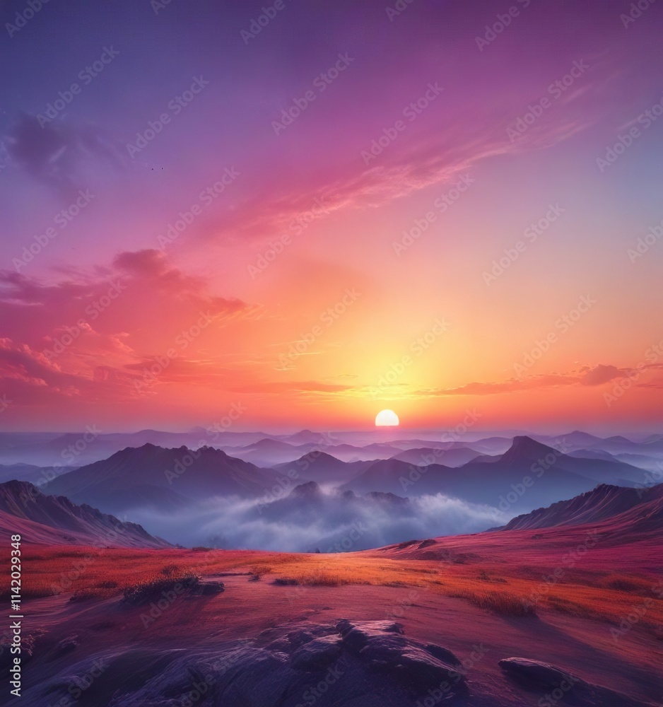 Gradient sky with abstract rainbow colors blended into a textured background, textured background, ethereal atmosphere