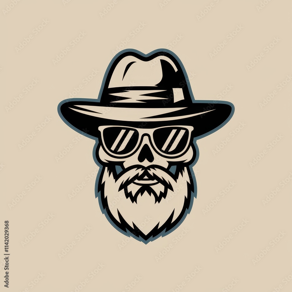A skull wearing a hat sunglasses and beard A skull wearing a hat sunglasses and beard