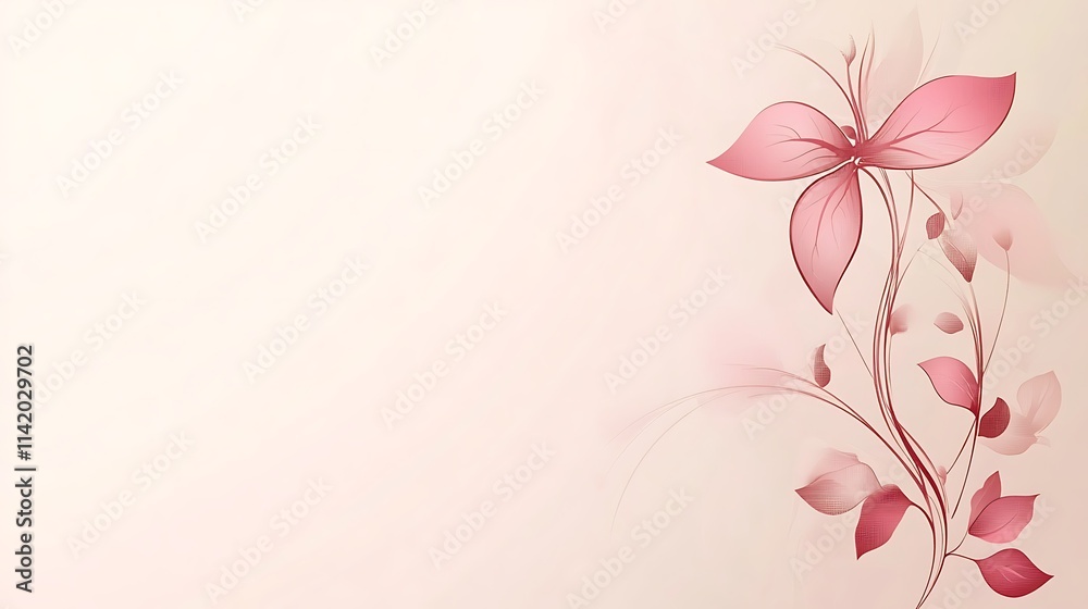 Naklejka premium Delicate Pink Floral Design On Pale Background