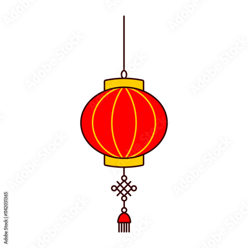 Chinese lantern cartoon in various shapes, digital art illustration.