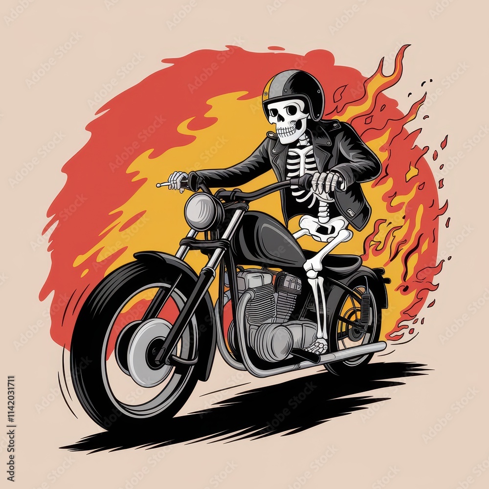 Skeleton Rider on a Flaming Motorcycle Skeleton Rider on a Flaming Motorcycle