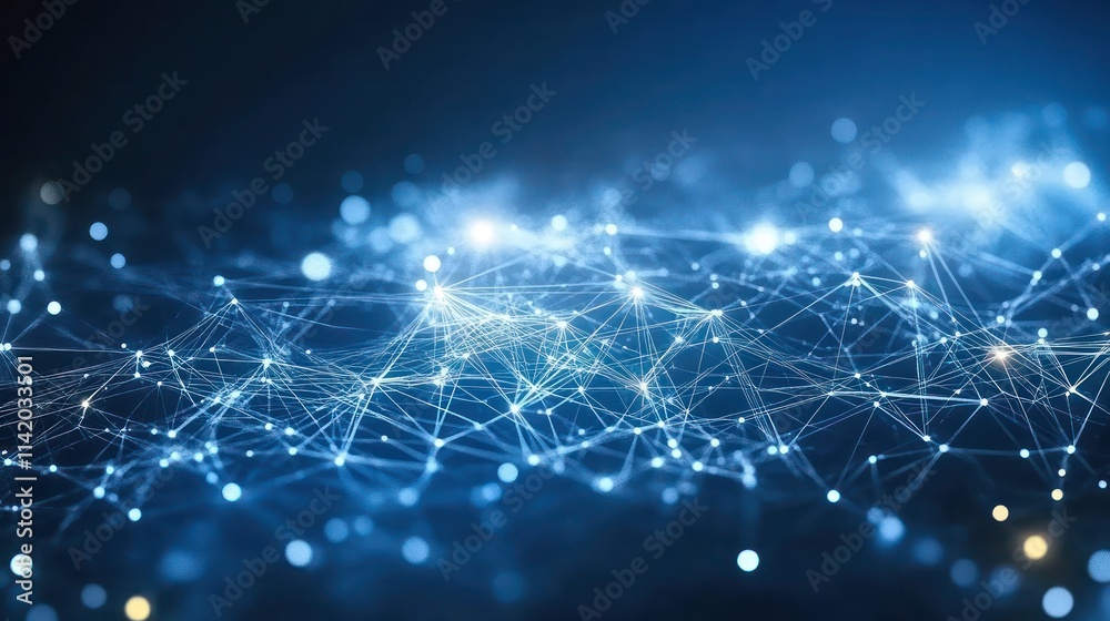 Abstract digital network, glowing interconnected nodes and lines on dark background. Abstract digital network, glowing interconnected nodes and lines on dark background.