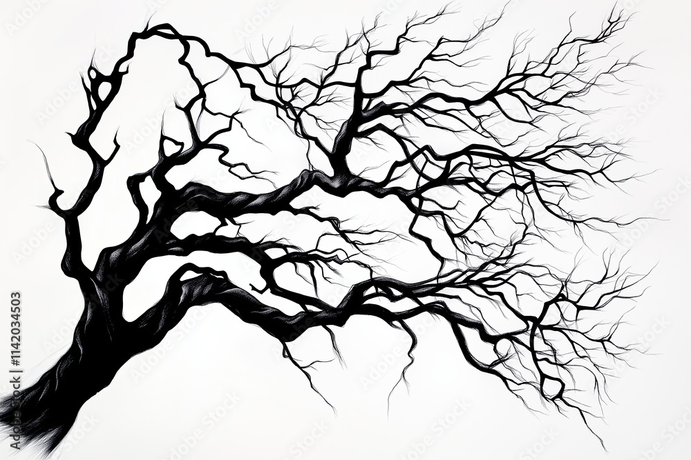 A black-and-white minimalist line drawing of a leafless tree. A black-and-white minimalist line drawing of a leafless tree.
