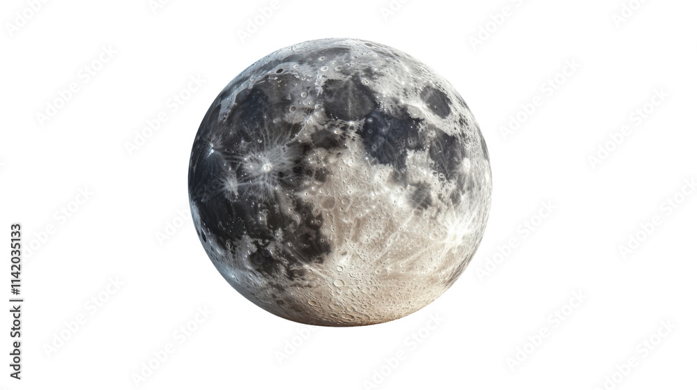 Close up of moon isolated on white background Close up of moon isolated on white background