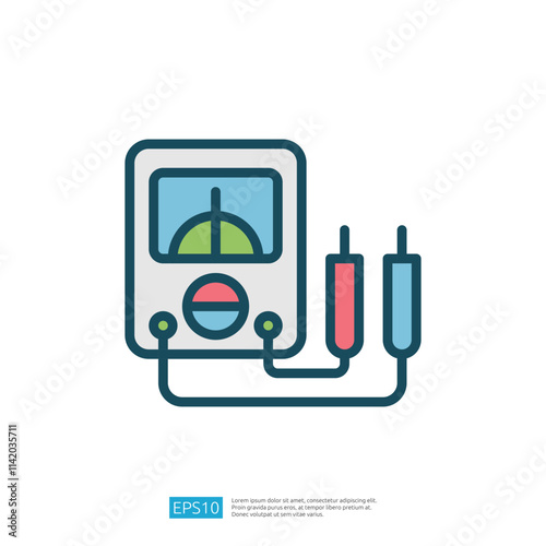 This image depicts a multimeter, a device used for measuring voltage, current, and resistance in electrical circuits. It features a display and two test leads.